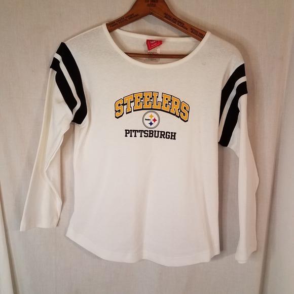 NFL for her Tops - NFL For Her Pittsburg‎ Steelers Womens 3/4 Sleeve Tee Cream/Blk/Gold SZ Med EUC